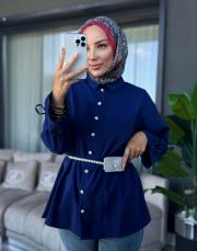 fırsat arkası pliseli gömlek lacivert 2